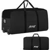 QINGZY Borsone da Viaggio Grande con Ruote,120L Borsone Weekend Impermeabile,Grande Borsone Pieghevole,Borsa Palestra Sportiva Donna Uomo,Sacco da Bagagli per Campeggio Viaggi Traslochi,80x40x40cm (Nero)