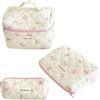 PENRUNKA 4Pcs Beauty Case Donna con Design Fiocchi Rosa, Trousse da Trucchi Viaggio Trapuntatura Grande, Necessaire Ragazze per Riporre Articoli Toilette, Cosmetici e Prodotti Cura Pelle (Grande/Medio/Piccolo)