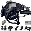 LZAQHMT Set Casco PJ FAST Airsoft 7 Pezzi con Cuffie di Comunicazione | Kit Tattico con NVG Finto GPNVG-18, Supporto L4G24, Luce Segnaletica, Copricasco e Tasca Contrappeso