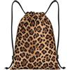 Zelinge Sacca da palestra con coulisse, Motivo leopardato marrone, S (14 x | Borsa Yoga Danza