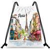 Komergave Paris - Sacca da ginnastica da donna con coulisse, sacca sportiva per | Sacchetto con coulisse, grande capacità, con coulisse, regalo per donne, signore, souvenir di viaggio