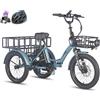 Fafrees F20 Mate Triciclo Elettrico per Anziani, Pieghevole 20 * 3.0, Batteria da 48 V/20 Ah, Cestino Anteriore + Ampio Cestino Posteriore, Triciclo da Carico da 250 W, Autonomia 115km
