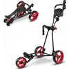Generic Faltbarer Golf Push Cart, Leichter 3-Rad-Golfwagen mit Fußbremse, höhenverstellbarem Griff, Getränkehalter und Aufbewahrungstasche - Robusto & Kompakt