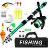 Generisch Canna da pesca telescopica con mulinello, 1,8 m, in fibra di vetro, per pesca alla carpa, in mare, da spinning, da viaggio, telescopica, completa di mulinello fisso e filo intrecciato in EVA (I, 45 x