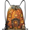 Zelinge Sacca da palestra con coulisse, Pane Carino Blu, S (14 x 16.9 inch) | Borsa con coulisse per sport, campeggio, viaggi, danza