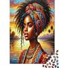 GPZFLDKQ Puzzle 1000 Pezzi Donne Africane in Cartone Riciclato Colorato Antistress Stimolante Donna con Turbante Gioco Educativo per Bambini 38x26cm/1000pcs