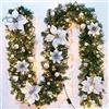 Ykgutilu Ghirlanda di Natale, ghirlanda albero di natale a LED, ghirlanda natalizia,ghirlanda natalizia da 2,7 m, 200 rami, ghirlanda di decorazioni natalizie per camino con scale da giardino (Argento)