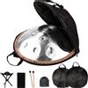 Generic 22 Inch Handpan Drum 9/10/12 Notes Hang Drum for Adults Steel Percussion Instrument Professional Hand Pan Set with Stand, for Meditation Yoga Sound Healing Music Therapy(Silver,432HZ/9Note)