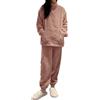 Minetom Pigiama da Donna Lungo in Pile Set Pigiama Caldo Abbigliamento da Notte Invernale Morbido Tuta Sportiva Due Pezzi Giacca con Cerniera e Pantaloni