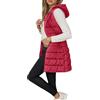 Generico Gilet Donna Lungo, Smanicato Piumino Invernale con Cappuccio, Cappotto Senza Maniche Termico Giubbotto Imbottito Giacca Trapuntato con Cerniera e Tasche