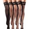 Psxixjsm 4 paia di calze a rete da donna, calze alte alla coscia, calze sensuali in pizzo da donna, seducenti, eleganti calze a rete