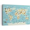 ARTTOR Stampe da Parete 100x70 cm Quadro su Tela Bambini Mappa del Mondo - 4860 | Animali Mondo Mappa Quadro Decorativo Grande 1 pezzo Soggiorno Camera da Letto Arte da Parete Decorazione da Parete ARTTOR