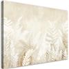 Feeby Quadri Camera Da Letto - Stampa su Tela - Quadro Moderno Soggiorno - Foglie di felce beige Natura - 120x80 cm - Decorazione Da Parete