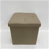 GALILEO Pouf contenitore multiuso, struttura in mdf, rivestimento in pvc, tortora, 38x38xh.38 cm, Sibilla