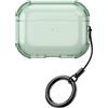 QJONSIU Cover Compatibile con Airpods Pro 3, Antigraffio Trasparente Protettiva Custodia in TPU Morbido con Moschettone-Verde
