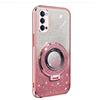 BLOTECH Cover Brillantini per OPPO Reno 4 5G Bling Custodia in Silicone 360 rotazione finger grip glitter e supporto anello Morbido TPU Shockproof Coperture Bumper Gel Soft Custodia,Oro rosa