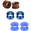 Rajnard Tunnel in Acciaio Chirurgico Orecchio Flessibile Silicone Ear Stretcher Legno Ear Plugs Expander Gauges 6/8/10/12/14/16mm Ear Stretching Piercing Corpo Gioielli Argento Nero Blu