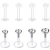 Rajnard Piercing Labbro Labret Studs 16G Acciaio Chirurgico e plastica bioflex 6/8/10mm Piercing Tragus Helix CZ Ball