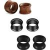 Rajnard Tunnel in Acciaio Chirurgico Orecchio Flessibile Silicone Ear Stretcher Legno Ear Plugs Expander Gauges 6/8/10/12/14/16mm Ear Stretching Piercing Corpo Gioielli Argento Nero Blu