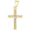 My Gold MyGold MOD-02212 - Ciondolo con crocifisso bicolore in oro giallo e bianco 375/750 (9/18 carati), senza catenina, 20 x 10 mm