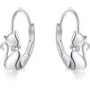 IMINI Orecchini a cerchio a forma di gatto con zirconia cubica, per donne e ragazze, in argento Sterling 925, con cristalli, piccoli orecchini a cerchio per cartilagine e cartilagine con chiusura a