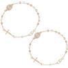 GOMAKERER 2 braccialetti a forma di crocifisso, 21 cm, con rosario, in ottone, impilabili, per donne, Pasqua, battesimo, festival, gioielli