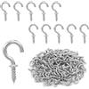 AMANDELIZABE 110 Pezzi ganci a vite in acciaio inox, 20mm ganci a vite per legno, vite occhielli gancio, 1/2 Pollice, argento, per pareti, soffitti, pannelli in legno, Interno, giardino