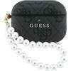 Guess Custodia AirPods Pro 3 Guess in ecopelle grigia con logo color oro e catena