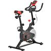 SUGIFT Bicicletta da fitness con display LCD, supporto per iPad, cyclette con cardiofrequenzimetro, telaio in acciaio, colore nero e rosso | Volano da 13,2 kg | Dimensioni: 85x46x114 cm