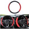 Adunsiaoto Brillantato Strass Antiscivolo Coprivolante in Pelle per Auto, Coprivolante per Auto, Coprivolante per Auto Protezione Custodia, Universale 37-38 cm Parte delle Automobili(Rosso)