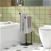 HOMCOM Piantana Portasciugamani da Terra a 2 Bracci, Porta Asciugamani per Bagno Autoportante in Metallo, 35.5x20x78cm, Nero