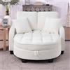 KOMHTOM Divano Letto 2-in-1 Multifunzionale con Contenitore, Sgabello, Tessuto Traspirante, Legno di Eucalipto, Ideale per Piccoli Spazi