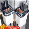 Joybos Set Mop Piatto Quadrato Girevole a Mani Libere con Secchio e Sistema di Lavaggio, Raschietto 360° Completo per Pulizia a Umido e a Secco, per la Casa