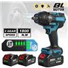 NONE Avvitatore a impulsi elettrico brushless da 1800 Nm con batteria agli ioni di litio da 1/2 pollice, utensile senza fili compatibile con batterie Makita 18V.
