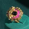 Icareu Anello Vintage con Opale Rosa a Forma di Ape per Donne, Placcato Oro Antico con Strass, Regolabile, Design di Lusso di Alta Qualità per Anniversario