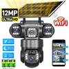 V380 Pro Wifi 12Mp 6K Tre Obiettivi - Tre Schermi Telecamera Solare da Esterno con Zoom Digitale 10X, Interfono Vocale Bidirezionale, Impermeabile IP66, Telecamere di Sicurezza CCTV con Tracciamento