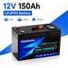 NONE Batteria LiFePO4 Premium 12V 150Ah 1920Wh a Ciclo Profondo al Litio Ferro Fosfato con Protezione BMS per Sistema Solare Domestico, Camper, Nautica
