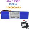 Batteria agli ioni di litio 48V 100Ah 2000W 13S3P XT60-DC 48V 100000mAh, adatta per monopattini elettrici da 54.6V con BMS+caricabatterie