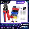 podofo Kit di strumenti per crimpare terminali Podofo con 1200 terminali a crimpare, connettori per cavi, puntalini per cavi, kit di strumenti per crimpare cavi con cricchetto auto-regolabile, strumenti per