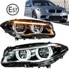 TYPY Faro Anteriore a Proiettore con Doppio LED Angel Eye per BMW Serie 5 F10 F18 2011-2017, Alloggiamento Nero, DRL a LED, Indicatore di Direzione Dinamico Sequenziale, Plug and Play, Canbus,