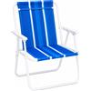 NONE Sedia pieghevole in acciaio anticorrosione e tessuto PE 600D resistente, ideale per spiaggia, campeggio e giardino, blu con strisce multicolore, supporta fino a 100 kg.