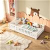 NONE Fangange Letto Montessori per Bambini 90x200cm, Struttura in Legno Massello con Sponde di Sicurezza Complete, Letto Bianco per Bambini e Bambine