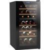Wintem Cantinetta per 28 Bottiglie di Vino con Doppia Zona di Refrigerazione da 5-14°C e 12-18°C - Refrigeratore per Vini con 6 Ripiani e Cestello in Legno e Struttura in Metallo e Vetro, 82L Nero