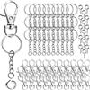 VINATO 150 Pezzi Set Anelli Portachiavi Alliaggio di Zinco, con Catenella Anelli Aperti Moschettoni Girevoli, Keychain kit Moschettone Portachiavi per Fai da te Mestieri Artigianato (Argento)