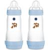 MAM Biberon Anticolica Easy Start 320 ml (Set da 2), Tettarella 3, Azzurro | Da 4+ mesi, Valvola anticolica, Riduce bolle d'aria, Silicone SkinSoft, Allattamento misto, Autosterilizzante, Senza BPA/BPS