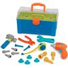 Battat cassetta degli attrezzi Busy Builder con banco da lavoro | Set da 20 pezzi con trapano manuale, metro a nastro, martello, pinze e chiave inglese; cassetta portatile; 3+ anni