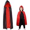 Butyeak Mantello Vampiro Bambino, Mantello con Cappuccio, Mantello Dracula Bambina, Costume Cappuccetto, Vestito Mago Bambina, Halloween Vestito Ragazza, Halloween Reversibile Nero Rosso Costume, 90cm