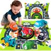 lerrbo 6 PCS camion cartone animato auto giocattoli con tappetino/sacchetto di stoccaggio|giocattoli per 1 2 3 anni ragazzi|1 2 anni ragazzi regalo di compleanno per i primi regali di compleanno