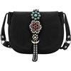 CAMPOMAGGI Borsa LINDA TRACOLLINA MEDIA VACCHETTA FIORI TURCHESE ROSSO NERA