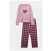 Tezenis Pigiama Lungo In Cotone/flanella Con Cuore Donna Rosa